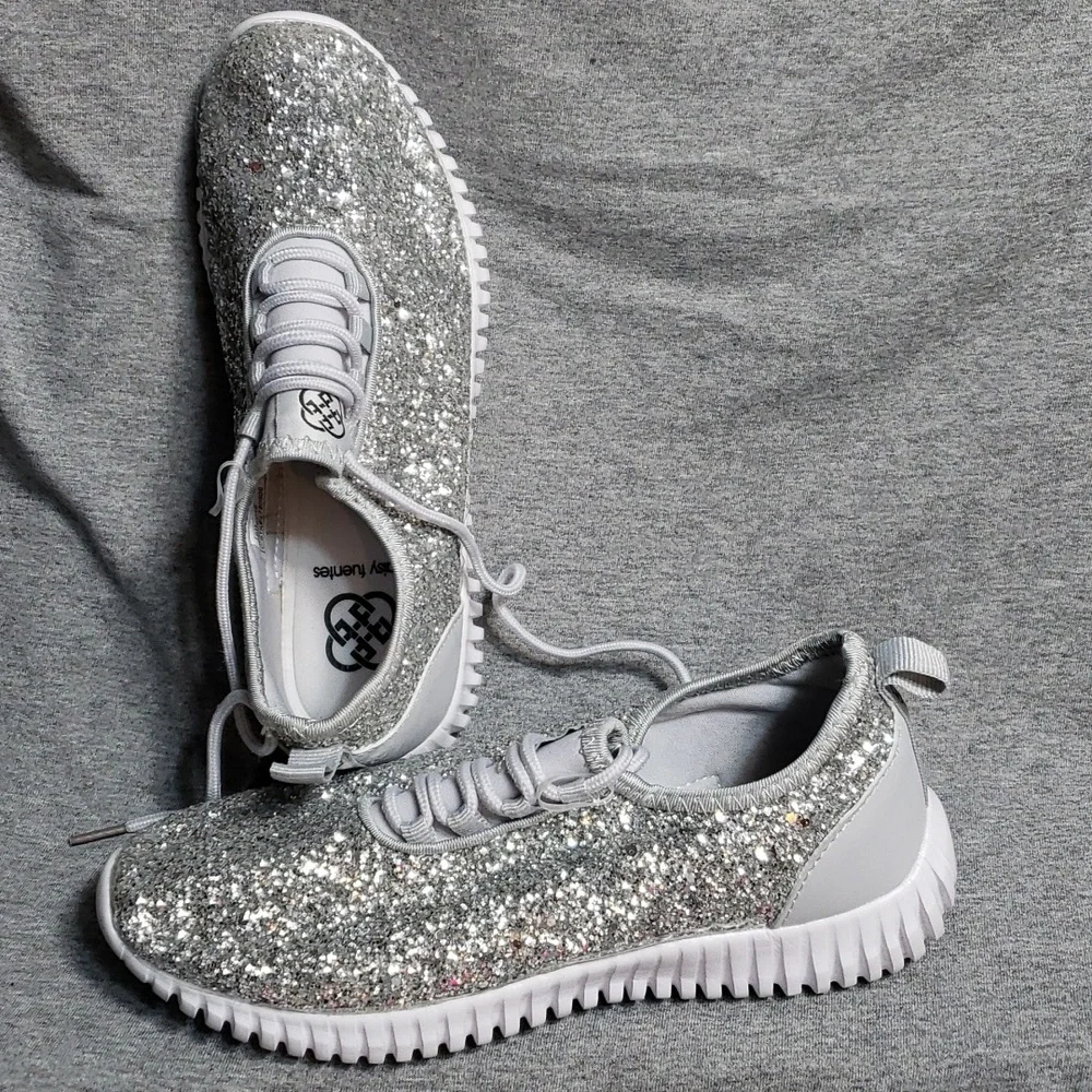 Women's gray silver Glitter shoes 6m daisy Fuentes jacklyn (sr) - Picture 2 of 8